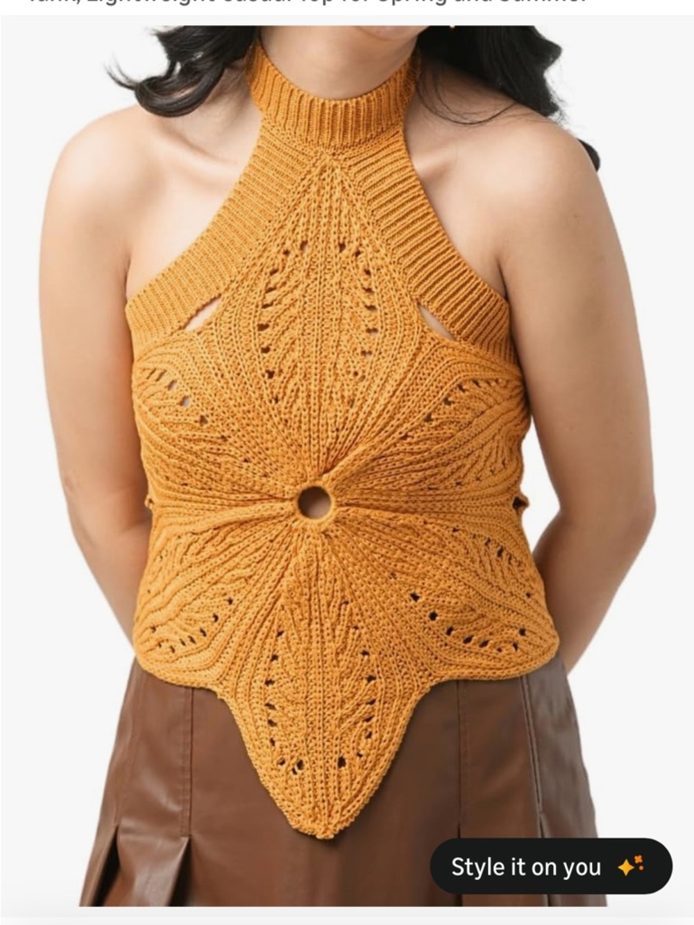 Women’s Halter Knit Crop Top in Mustard